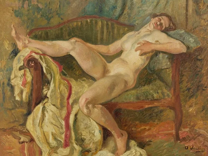 1863-Otto Vautier - Giovane donna nuda sdraiata su un divano